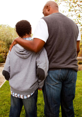 Father walking with son